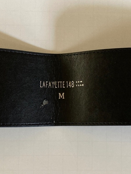 Lafayette 148 New York Black Leather Obi Wrap Belt/Gunmetal Tipped Ties/M/NWOT! main image 3